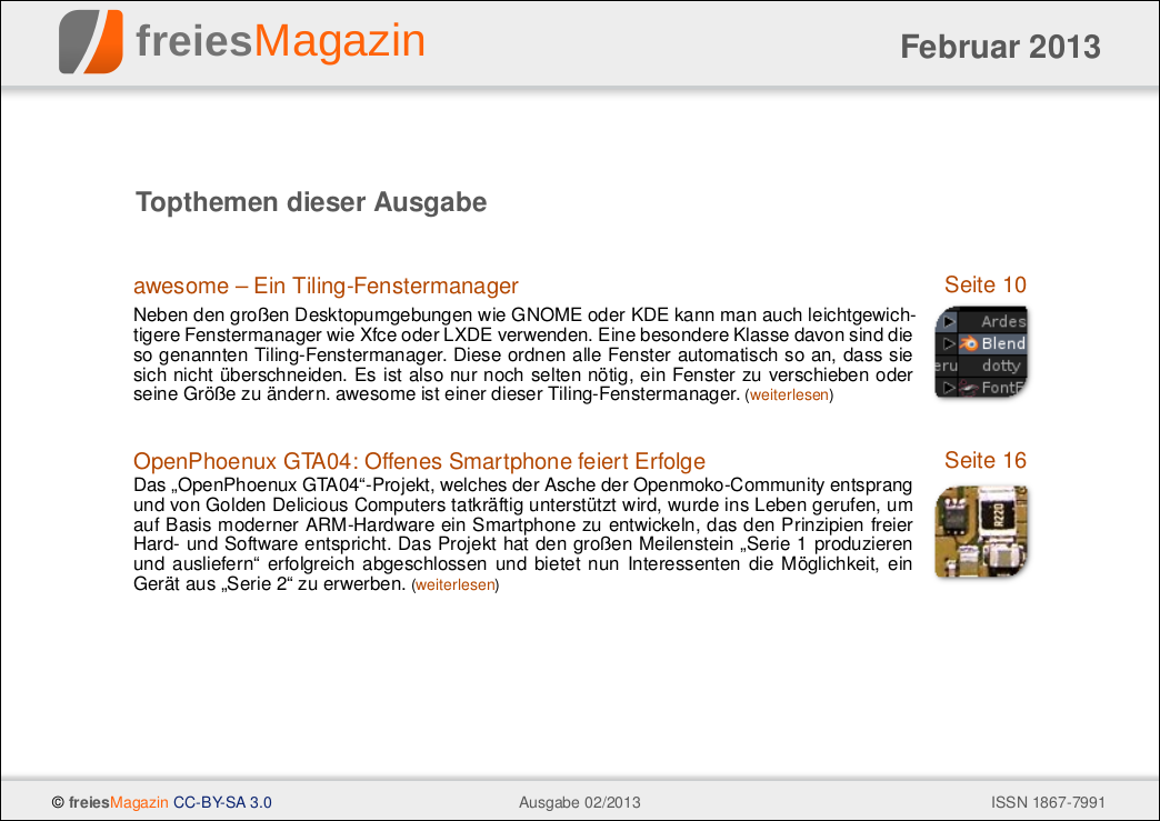 freiesMagazin 02/2013 Titelseite